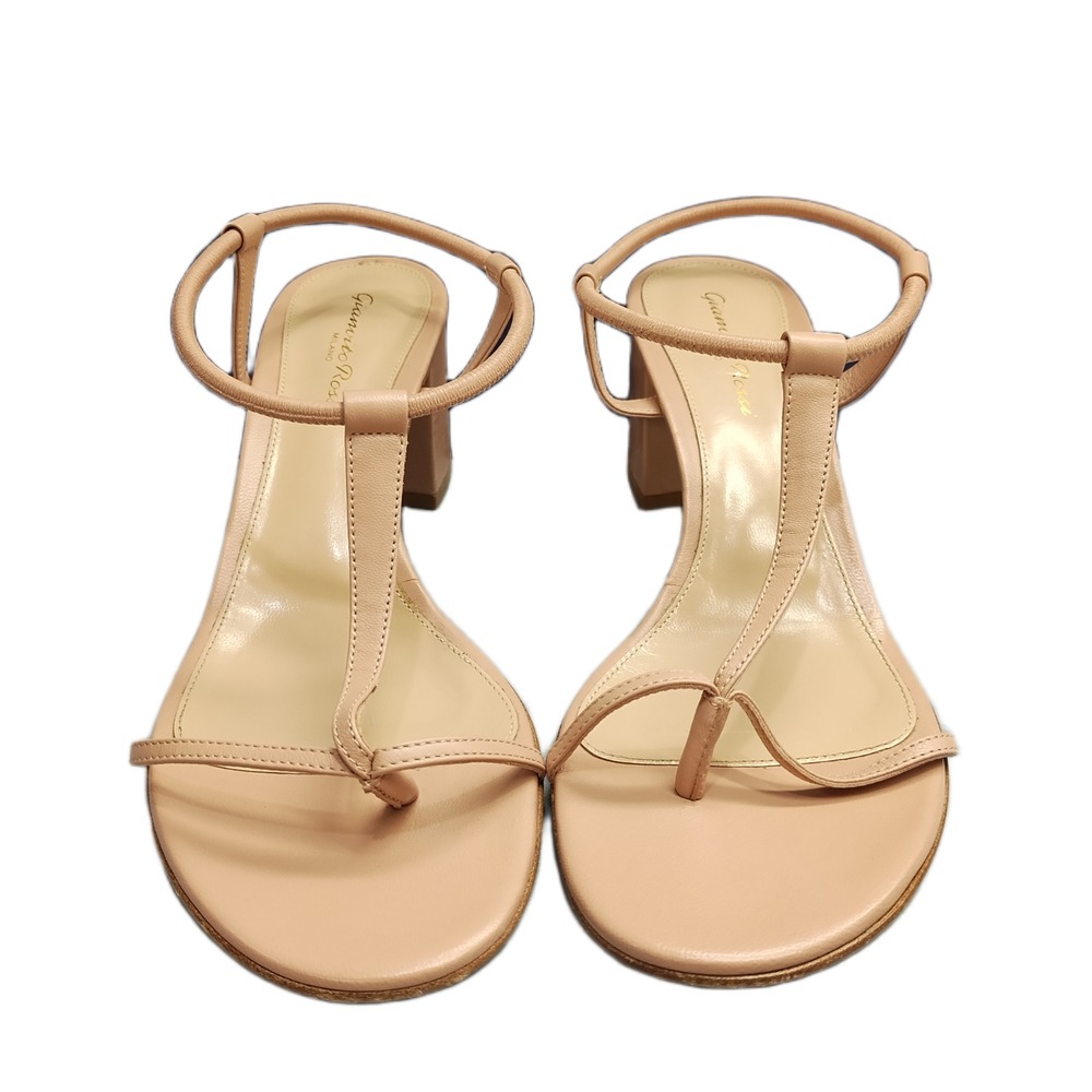 Gianvito Rossi Milano T-Strap Sandals Womens Size 9.5 Pink Comfort Block Heel